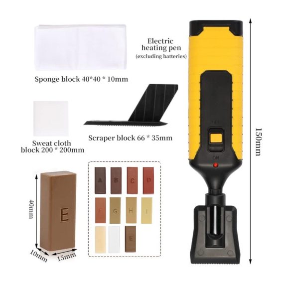 Holzkitt Kratzer-Reparatur-Set 11 Farbtöne Gusseisenwachs für Laminat & Parkett | Fugenwiederherstellung für Böden & Möbel