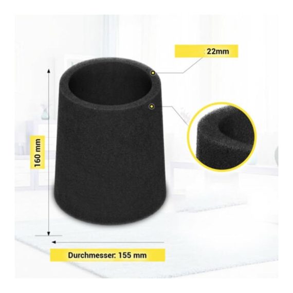 3er-Pack Kompatibler Nassfilter für Metabo ASA9001 und Monzana Staubsauger - Hocheffiziente Staubsaugerfilter