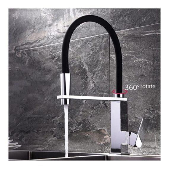 360° Drehbar Moderne Küchenarmatur mit Touch-On-Funktion flexiblem Schlauch und fester Halterung aus Chrom-Messing-Gemisch – Perfekte Mischbatterie für Ihr Küchenwaschbecken