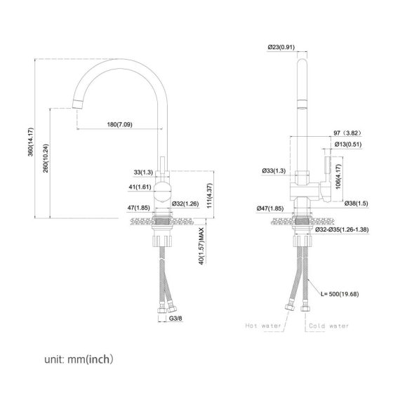 360° Drehbarer Hochdruck-Küchenwasserhahn mit Touch-Funktion und Abnehmbarem Perlator – Moderne Mischbatterie mit Hoher Auslauf für Spüle inklusive 2*G3/8 Anschlüssen