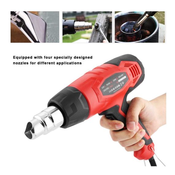 Elektrische Heißluftpistole 2000W mit 4 Düsen 2 Temperaturregelungen (350/650℃) - Ideal für Schrumpfschlauch Embossing Handwerk und Trocknungsfarbe
