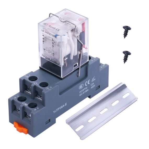 12V DC Relais mit LED 8 Pins 10A Schaltleistung hochwertige Basis DPDT 2NO 2NC auf DIN Schiene