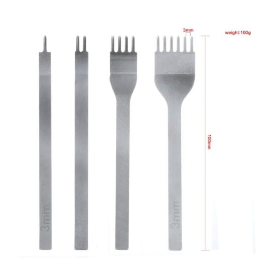 Lederverarbeitungs-Set Profi Locher Punch Werkzeug mit Edelstahl Meißel für präzise 4mm Schnürung - Ideal für DIY Lederprojekte