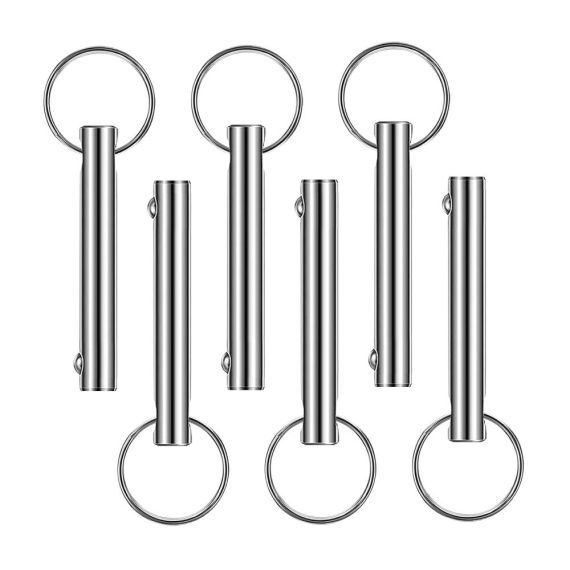 Edelstahl Kugelsperrbolzen 8mm - 6 Stück Sicherungsbolzen mit Kugelsicherung Rundkopf & Ring für Verbinden und Fixieren im Set