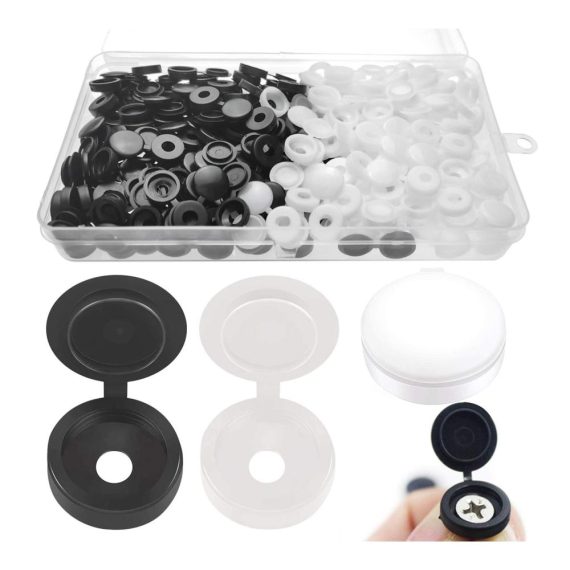 200 PCS Schraubenabdeckkappen - Hochwertiger Schutz für Schrauben mit Box (Schwarz/Weiß) - Kunststoff Schraubenabdeckungen für vielseitigen Einsatz