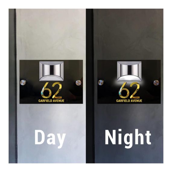 Personalisierte Solar Hausnummernschilder mit LED-Beleuchtung | Individuelles Adressschild für Haustür und Garten | Modernes Design | Kein Leuchtturmschild-2