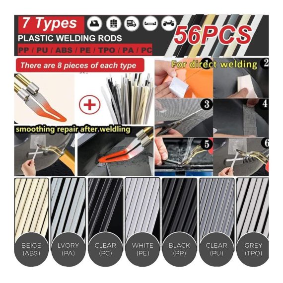 150W Kunststoff Schweißgerät 2-in-1 Set mit 800PCS Schweißnägeln & 56Stk Schweißstäben - Profi Auto Kunststoff Reparaturkit für Stoßstangen mit 7 Typen Schweißstäben