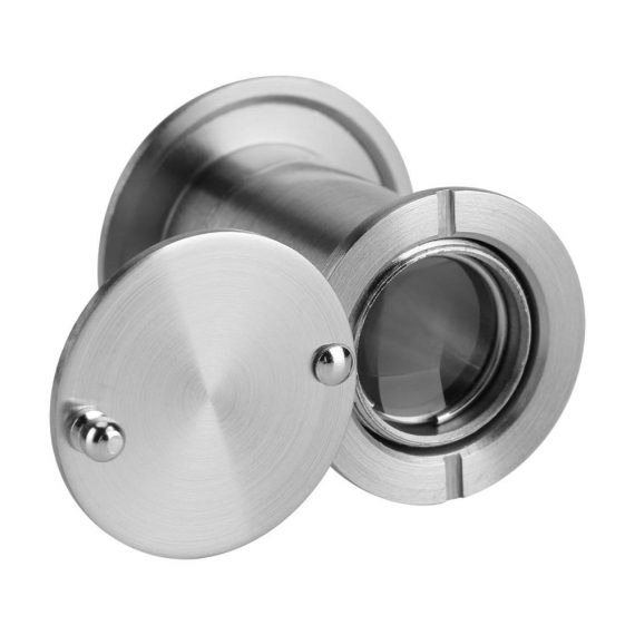 Türspion mit 220-Grad-Weitwinkel und Sichtschutzabdeckung – Home Security Guckloch für 35 mm bis 60 mm Türen Optisches Glas Silberfarben Gebürstet