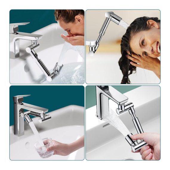2-in-1 Wasserhahn Aufsatz Strahlregler & 1440 Grad drehbare Verlängerung - ideal für Küche und Bad