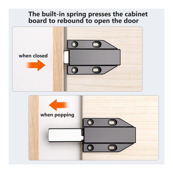 Magnetische Drucktüröffner Set - 4 Stück Push to Open Magnetschnäpper für Bücher- und Küchenschränke in Schwarz