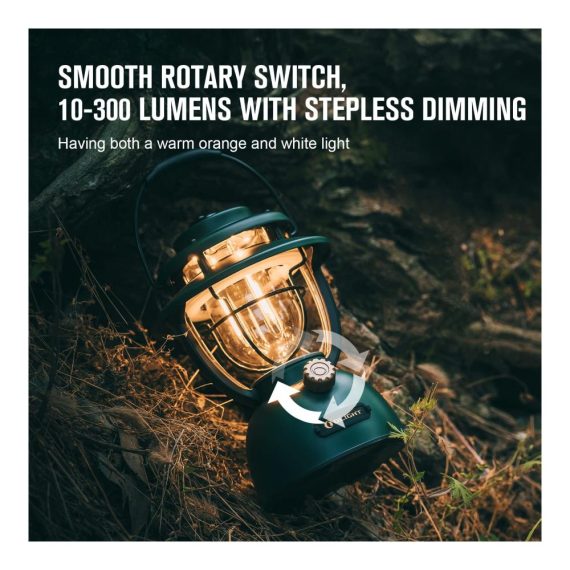 Retro-Stil LED Campinglaterne - Dimmbar USB Wiederaufladbar 300 LM Notstrombank - Halloween Deko Garten Camping - Kleegrün