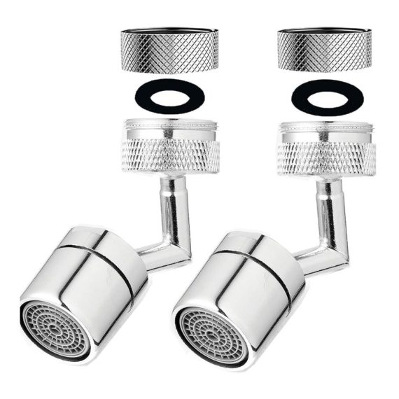 720° Universal Strahlregler 2 Stück - Drehbarer Luftsprudler für Wasserhahn mit 22mm Innengewinde und 24mm Außengewinde in Küche/Bad
