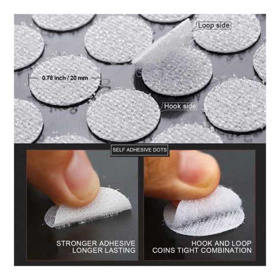 Selbstklebende Gewebebänder Klettverschluss-Set - Extra Stark Weiß 8m x 20mm Rund 50mm/20mm (Je 10 Paar) - Perfekt für DIY-Projekte Moskitonetze an Türen und Fenstern - Vielseitig einsetzbar