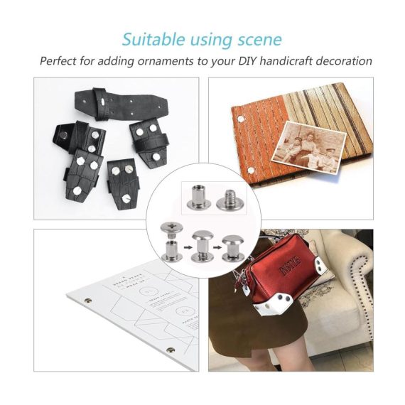 Edelstahl Rändelschrauben Set - 100 Stück | Chicago Schrauben für DIY Buchbinderei und Lederdekoration | Schraubnieten Gürtelbindung - Hochwertige Buchbindewerkzeuge