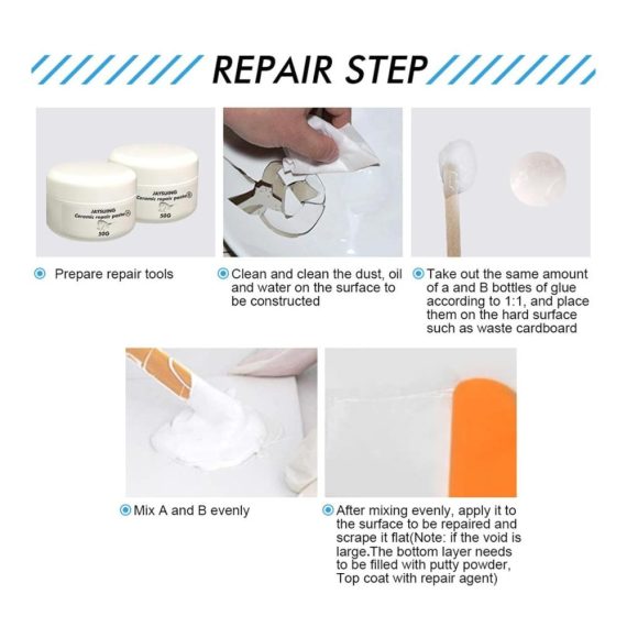 2er-Set Sekundenkleber Tile Repair Paste für die mühelose Reparatur von Rissen auf Keramikfliesen - Wasserfester Kleber zur Porzellan- und Keramikfliesen-Gap-Reparatur