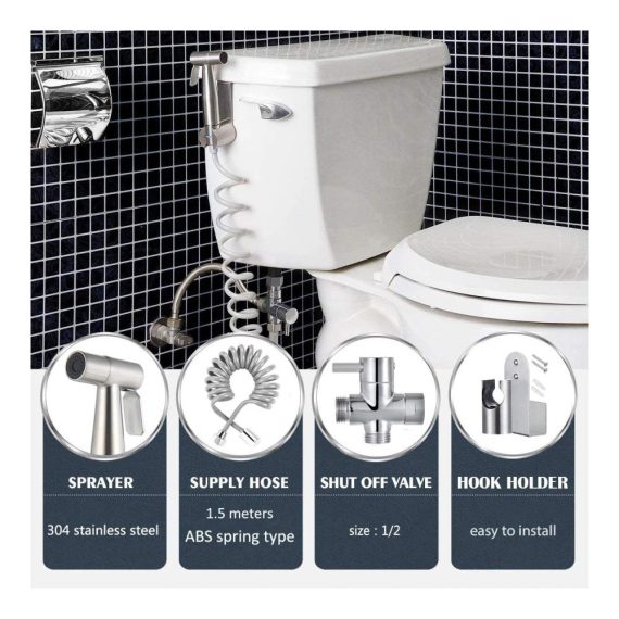 Bidet Hand-Bidet-Sprayer mit WC-Reinigungsfunktion | Wasserhahn-Spray inkl. ABS-Schlauch für Damenhygiene und Haustierpflege
