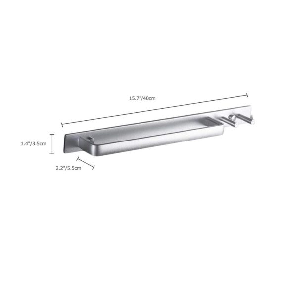 Aluminium Handtuchhalter Gabriera – Platzsparende Wandmontage 39-62 cm mit 2 Haken für Badezimmer und Küche Silber