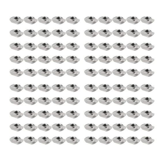 T-Nut-Muttern 100 Stück - Nutensteine Nut 8 M6 Set | Hammermutter für Aluminiumprofil | Vernickelter Kohlenstoffstahl | T Nutenstein Fastener für Extrusionsschlitz Systemprofil EU-3030 Serie