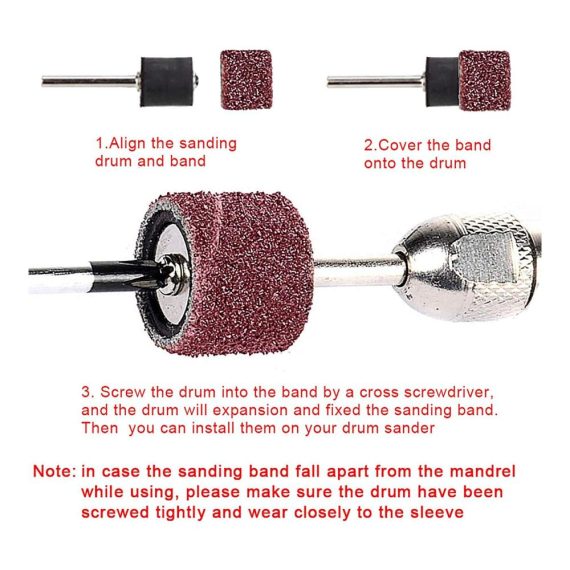 Professionelles 150-teiliges Schleifhülsen-Set für Dremel Drehwerkzeug - Drum Sander Kit mit 144 Schleifband Sleeves und 6 Schleifwalzen