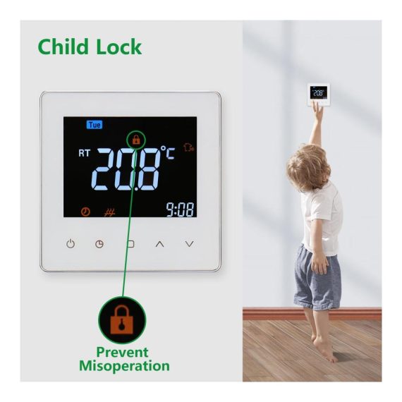 24V Digitaler Thermostat für Fußbodenheizung - Programmierbare Steuerung farbenfrohes Display Innenbereich geeignet