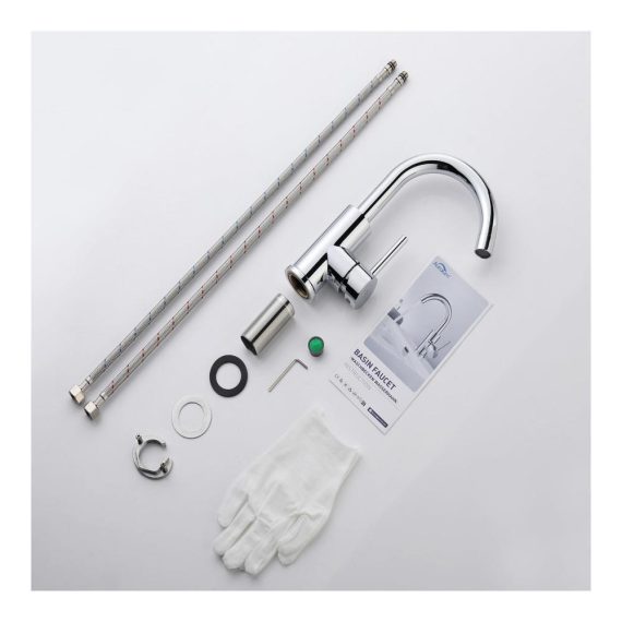 360 Grad drehbarer Touch-On-Wasserhahn aus hochwertigem Chrom-Messing für Bad und Küche - Einhebelmischer Waschtischarmatur mit 60CM Schlauch für Badezimmer/Küche