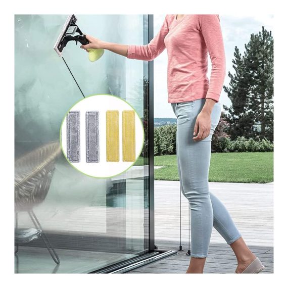 Fenstersauger Eucteje 4er Set mit Mikrofaser-Wischbezügen für Kärcher WV - Inklusive Sprühflaschen Klettverschluss Kompatibel mit WV 5 Premium WV 2 Premium WV 5 Plus WV 2 Plus - Perfektes Indoor und Outdoor Zubehör (2.633-130.0 Er