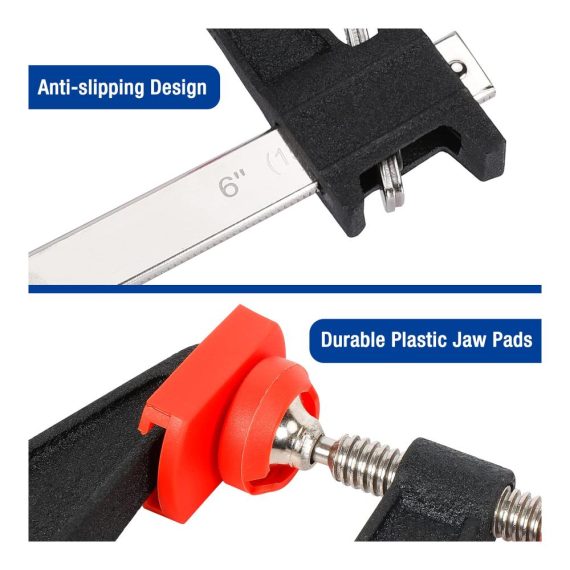 Präzisions-Schraubzwingen-Set aus hochwertigem Stahl und Nylon – 2er Pack Spannweite 150mm 272kg Spannkraft Maultiefe 80mm ideale Fixierung für Handwerk und DIY
