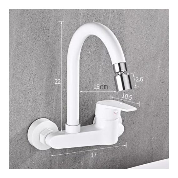 360° Schwenkbarer Weißer Küchen-Wandarmatur Wasserhahn mit Touch-Funktion Hochwertige Messing Spülarmatur für die Küche