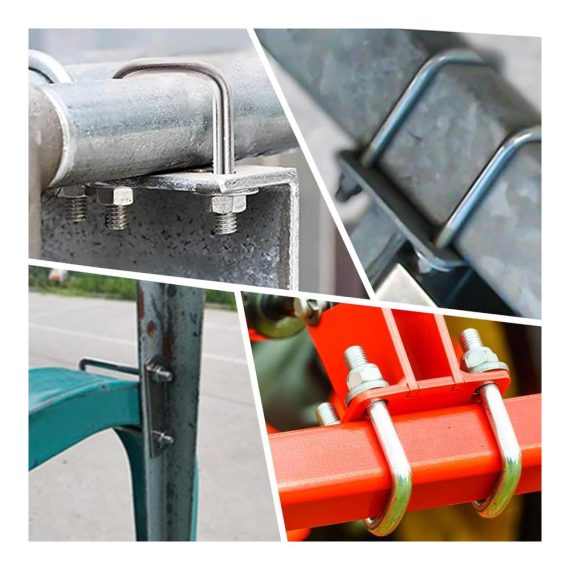 Bügelbolzen-Set M8 Quadratische U-Bügel mit Gegenplatten (4 Stück) für Werkstatt und Rundstahlanwendungen