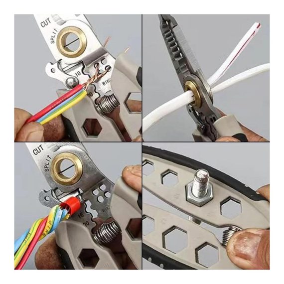 7 Inch Abisolierzangen Set (2 Stück) - Multipurpose Wire Stripper und Crimping Tool für Elektriker mit Hex Holes und Sicherheitsverriegelung