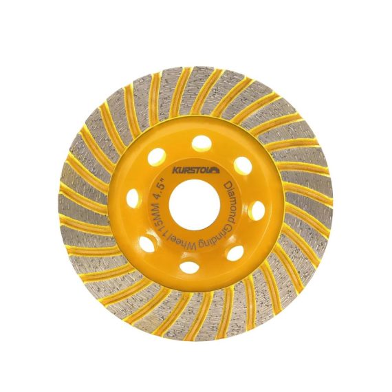 Diamant-Trennscheibe 115mm für Winkelschleifer – Turbo-Reihen-Schleifscheibe für Beton Marmor Granit – Topfrad zum Schneiden Schleifen Glätten Formen – 7/8-5/8 Dorn – Profi-Qualität für Mauerwerk und Ziegel