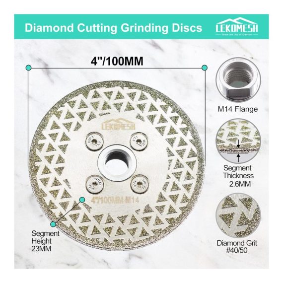 100MM Diamant-Trennscheiben | Doppelseitiges Sägeblatt für Granit Marmor Keramik | M14 Gewinde für Winkelschleifer