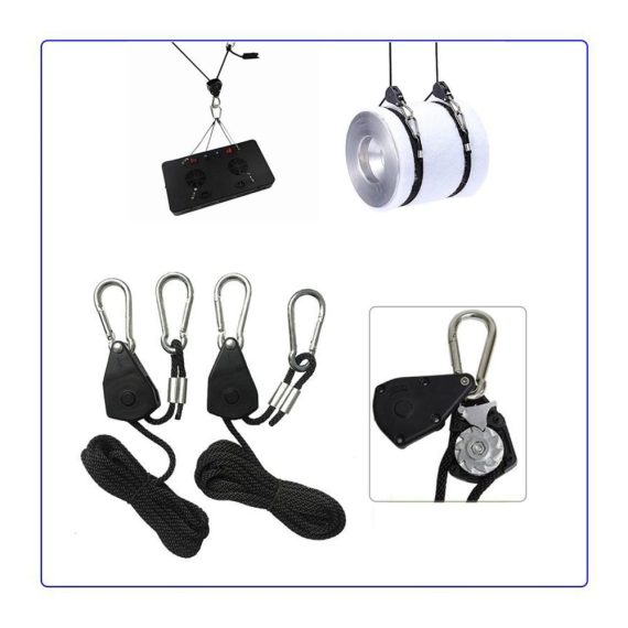 4 Stücke Ratchet Hanger für Pflanzenlampen - Einstellbarer Aufhänger mit Seilzug für Zimmerpflanzen und Wachstumslampen