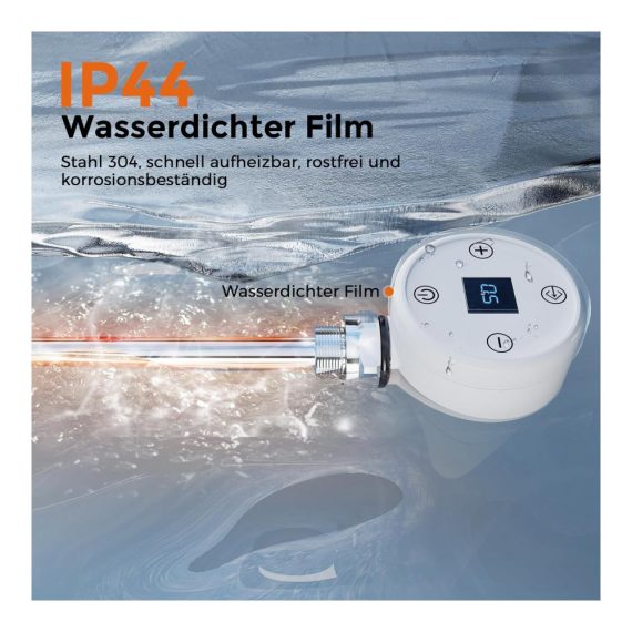 Elektrischer Heizstab 900W mit Thermostat - Effiziente Edelstahl-Heizpatrone für Badheizkörper Handtuchwärmer und Heizungen - Temperaturkontrolle - Weiß