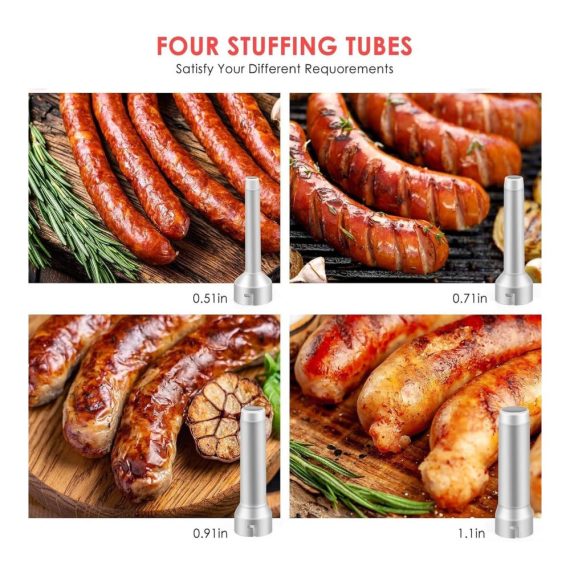 Edelstahl Handtuchständer mit 4 verschiedenen Größen Füllrohren - 2024 Neue Wurstmaschine für die Küche zu Hause - Homemade Sausage Maker für köstliche Würstchen