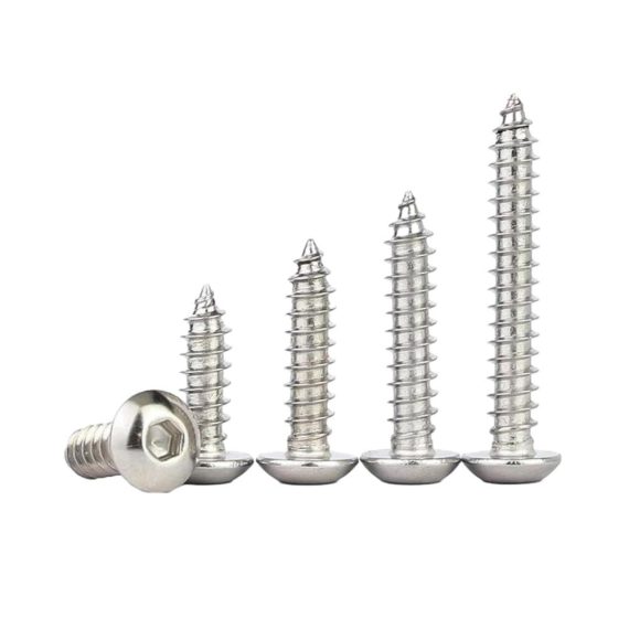 Edelstahl Innensechskantschrauben Set (M3x18mm 50 Stk.) - Selbstschneidende Holzschrauben für Terrassen Rundkopf Maschinenschrauben in Silber