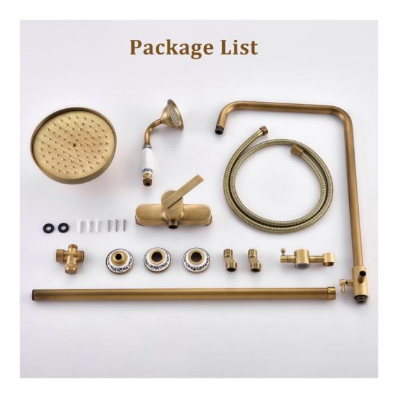 Antike Messing Regendusche & Handbrause Duschsystem - Wandmontage 20cm Drehkopf verstellbare Duschstange