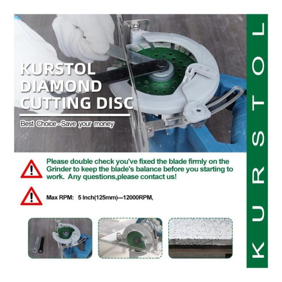 Diamant-Trennscheibe 125mm - Hochleistungs Winkelschleifer Klinge für Keramikfliesen Porzellan Granit Marmor - Doppelfunktion Schneiden und Schleifen - Arbor 22-16mm