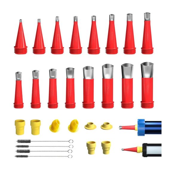 28-teiliges Set Edelstahl Kartuschenpressen mit Silikondüsen für präzises Dichtmittel-Finish in Küche und Bad