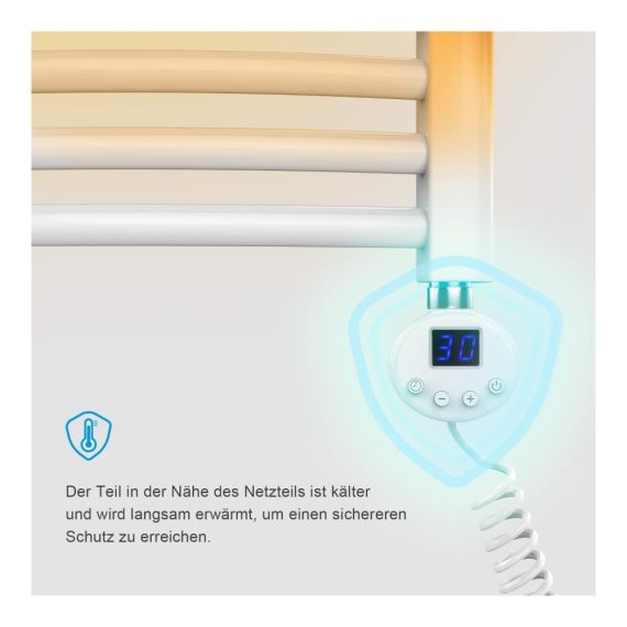 Heizkörper Heizstab - Elektronischer Temperaturregler Thermostat Timing-Funktion - Weiß 900 Watt