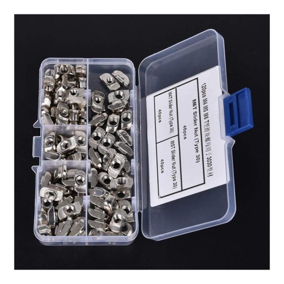 120 Stück T-Nut-Schiebemuttern Set für 3030 Aluminiumprofile | M4 M5 M6 T-Nut-Muttern – Hardware-Befestigungselemente