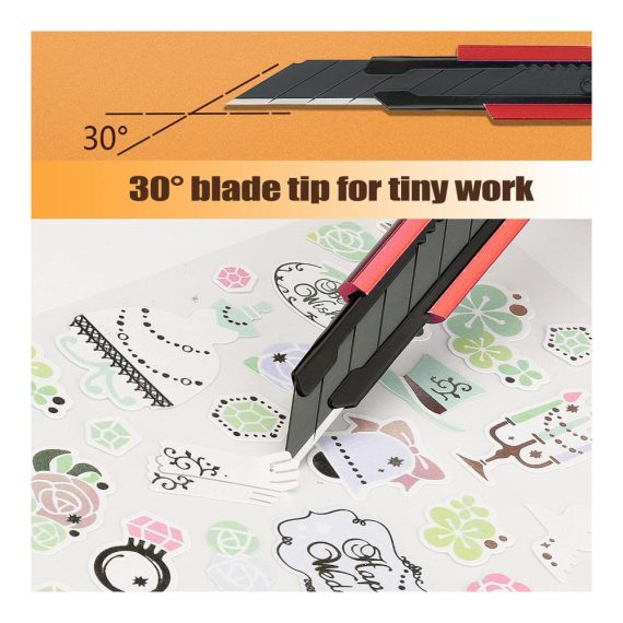 Cutter & Universalmesser Set – DOWELL 6 Stück Professional 9 mm Messer inkl. 20 pcs 30° Abbrechklingen – Präzise Cuttermesser für Tapeten Papier Folien & Basteln