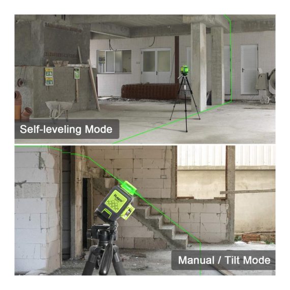 Grüner 360° Kreuzlinienlaser B03CG Pro mit Lithium-Ionen Akku Selbstnivellierung Typ C Ladeanschluss und Hartschalenkoffer – Lasermessgerät & Zubehör