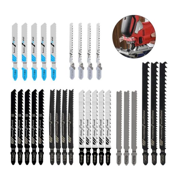 29-teiliges Stichsägeblätter-Set für Holz und Metall – Professionelles T-Schaft-Design für Bosch Dewalt Makita Milwaukee – Enthält T118A T101AO T144D T101B T123X T127D T345XF – HSS/BIM/HCS Stichsägeblätter in praktischer Kunststoffbox