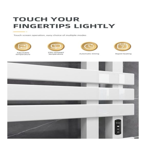 Elektrischer Handtuchheizkörper 500x1100mm Anthrazit IP45 Wasserdicht - Energiesparendes Badheizgerät mit Thermostat LCD Touch Anzeige (380W