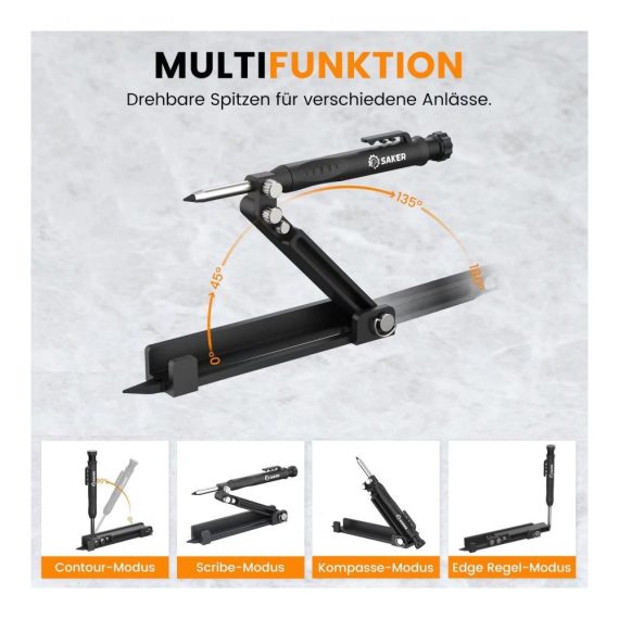 Multifunktionale Reißnadeln Saker Baustift-Set für DIY Holzbearbeitung Zimmermannsbleistift mit Tieflochstift