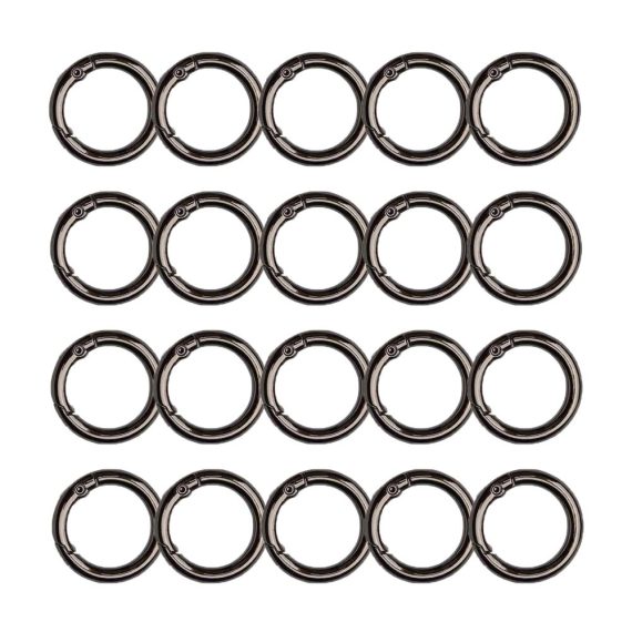 Schnellverschlusskarabiner 20 Stück - 30mm Runde Karabiner Schwarz aus Sehr Robuster Zinklegierung - Ideale Rund Karabiner für Schlüsselanhänger Tasche Schmuck DIY Handwerk - Karabiner Ring für vielseitigen Einsatz (30.00