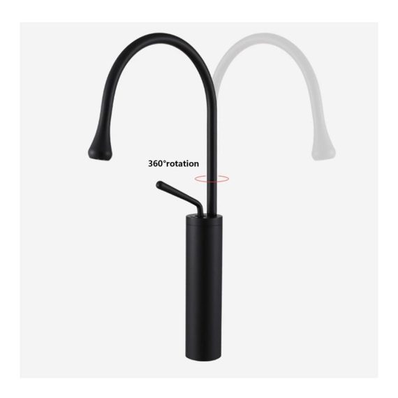 360° Rotating High-Arc Bathroom Faucet with Dual Hot and Cold Control - Copper Body in Refined Blue | Above Counter Basin Sink Tap