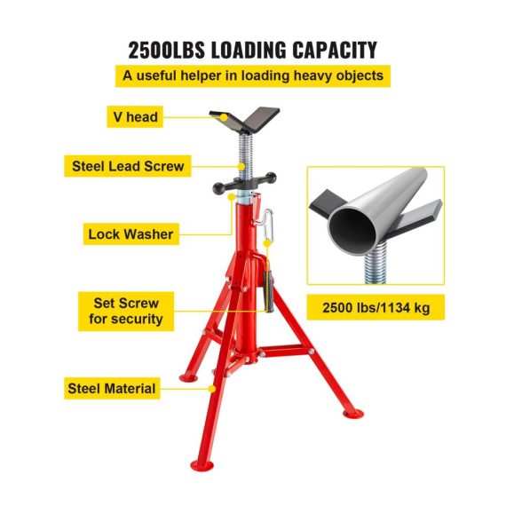 Höhenverstellbarer V-Head-Rohrständer 28-52 Zoll tragbarer Pipe Jack-Ständer mit V-Fold-A-Jacks