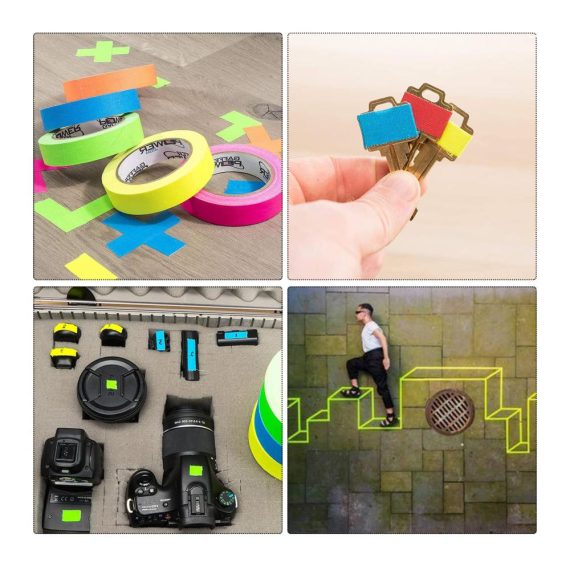 Fluoreszierendes Panzertape Set - 15 Rollen UV Schwarzlicht Neon Klebeband 5mm*20m Ideal für Partys Kunst Handwerk und Dekorationen in 5 Farben